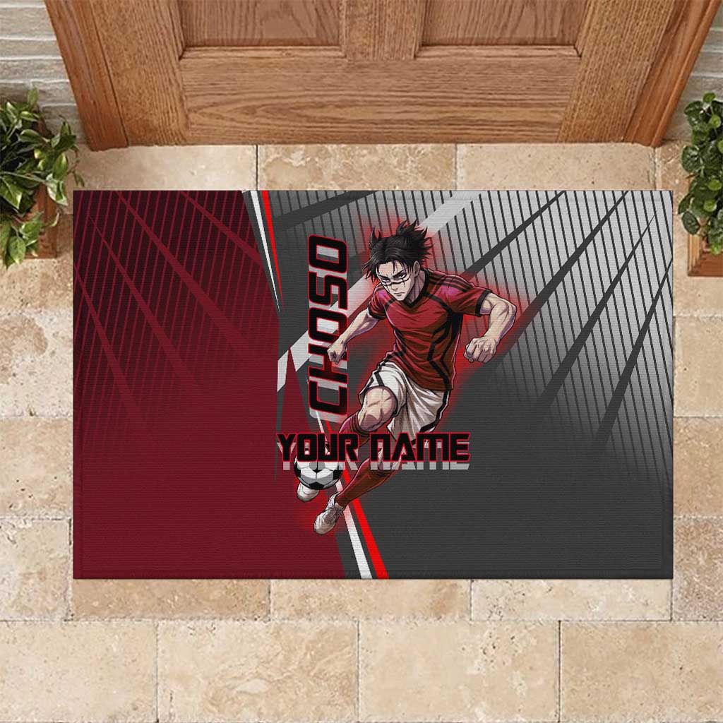 Personalized Choso Jujutsu Kaisen Rubber Doormat with Red Gradient and Dynamic Kick Design