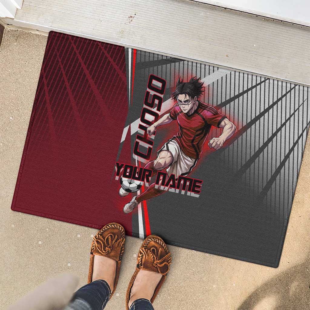 Personalized Choso Jujutsu Kaisen Rubber Doormat with Red Gradient and Dynamic Kick Design