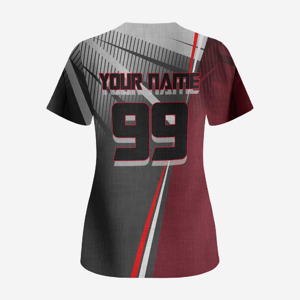 Personalized Choso Jujutsu Kaisen Scrub Top with Red Gradient and Dynamic Kick Design