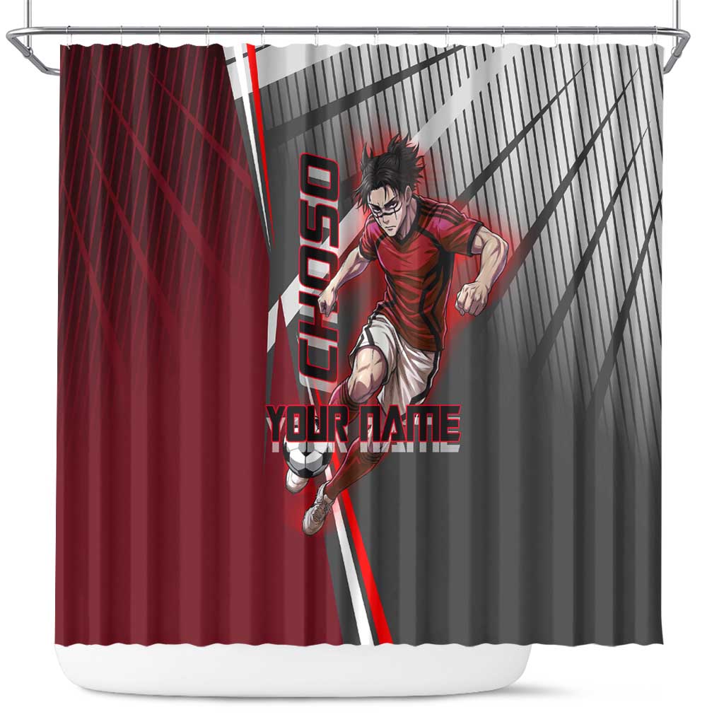 Personalized Choso Jujutsu Kaisen Shower Curtain with Red Gradient and Dynamic Kick Design