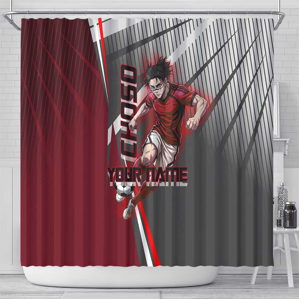 Personalized Choso Jujutsu Kaisen Shower Curtain with Red Gradient and Dynamic Kick Design