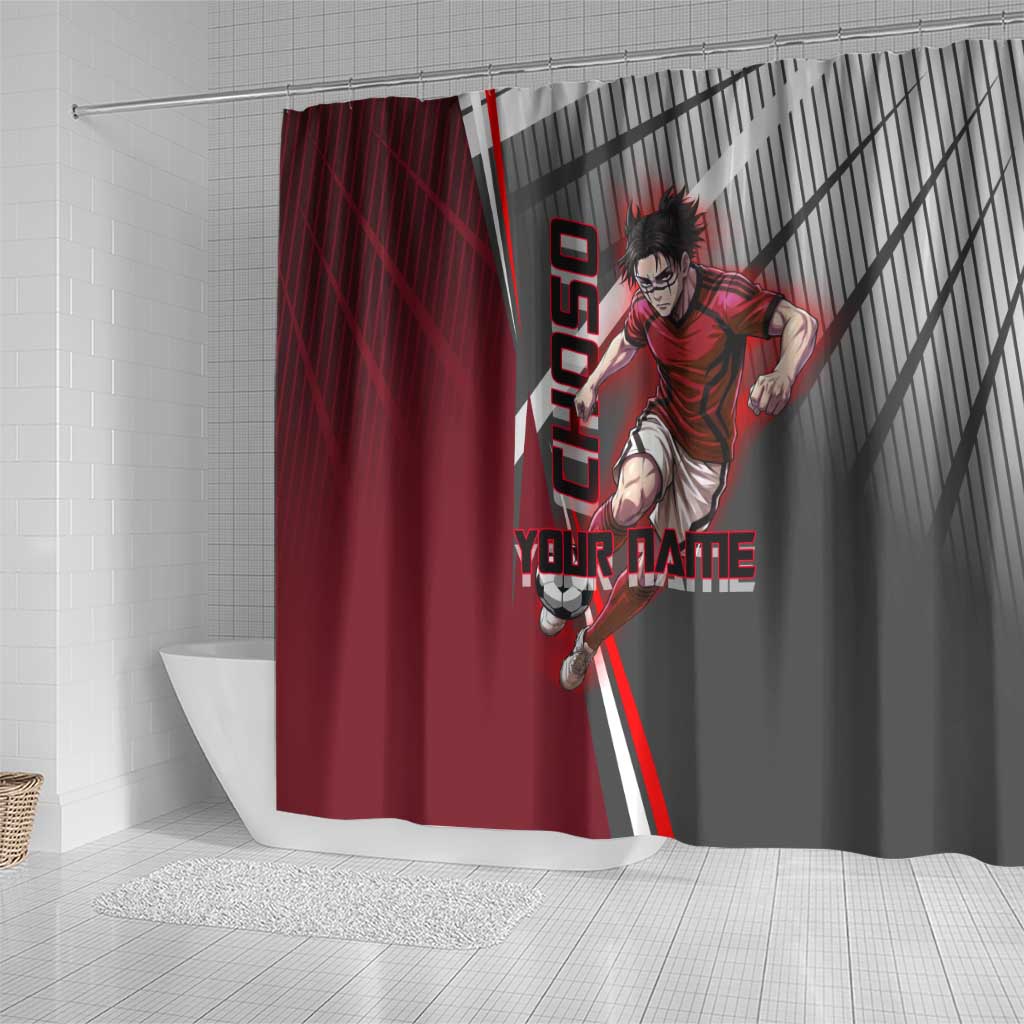 Personalized Choso Jujutsu Kaisen Shower Curtain with Red Gradient and Dynamic Kick Design