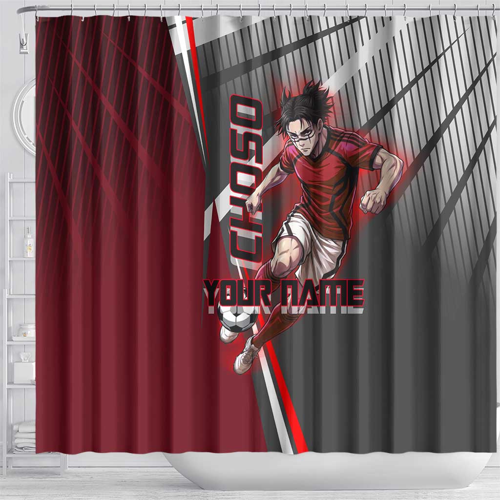 Personalized Choso Jujutsu Kaisen Shower Curtain with Red Gradient and Dynamic Kick Design