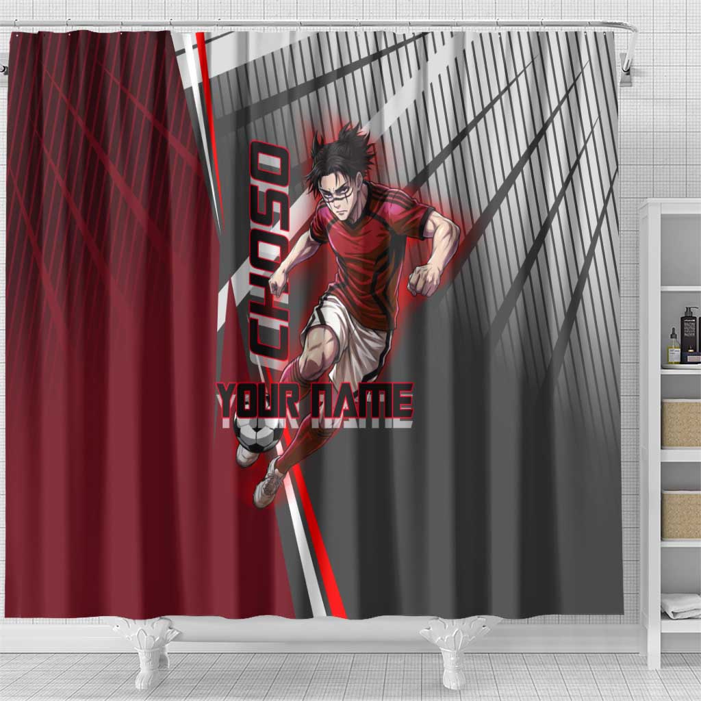 Personalized Choso Jujutsu Kaisen Shower Curtain with Red Gradient and Dynamic Kick Design