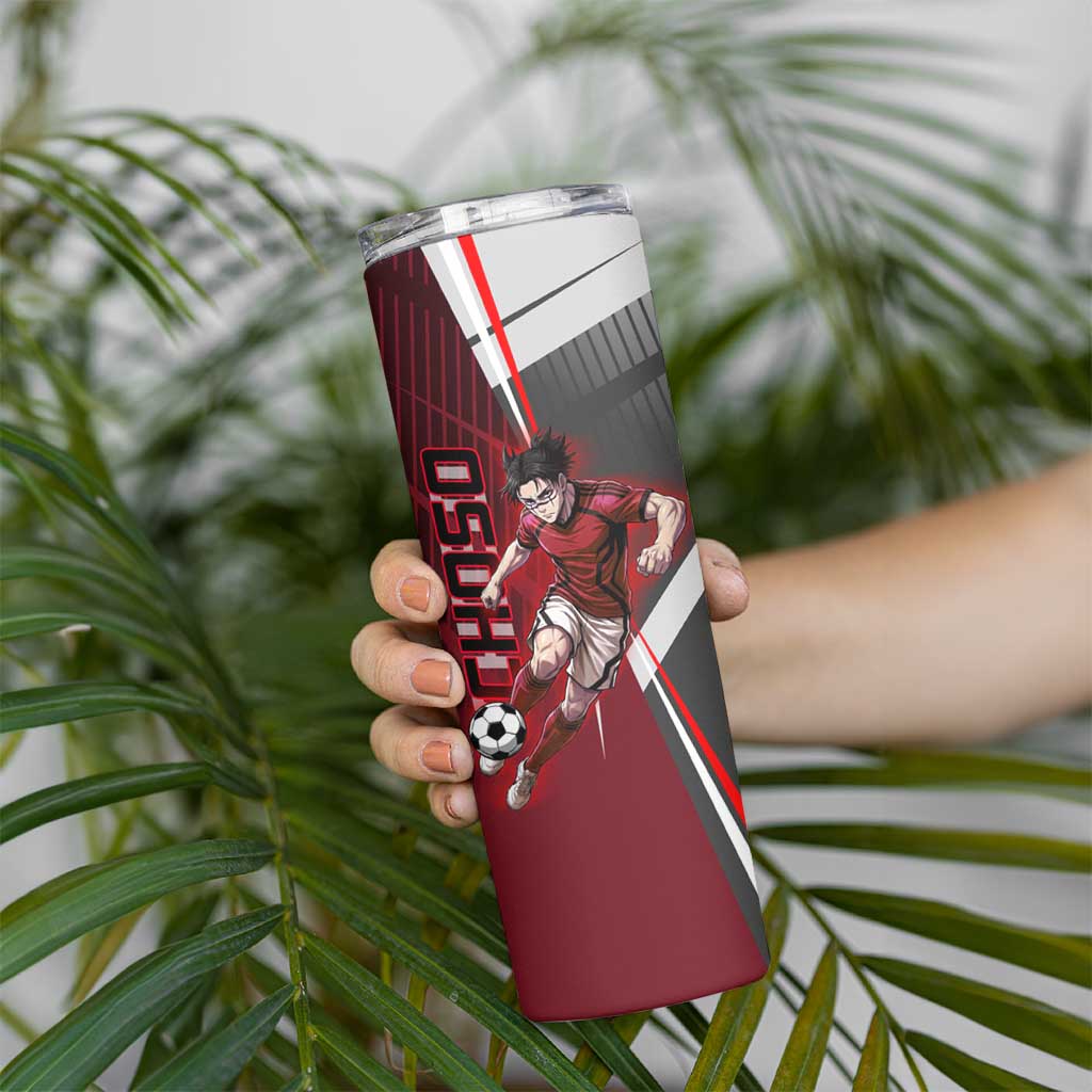 Personalized Choso Jujutsu Kaisen Skinny Tumbler with Red Gradient and Dynamic Kick Design