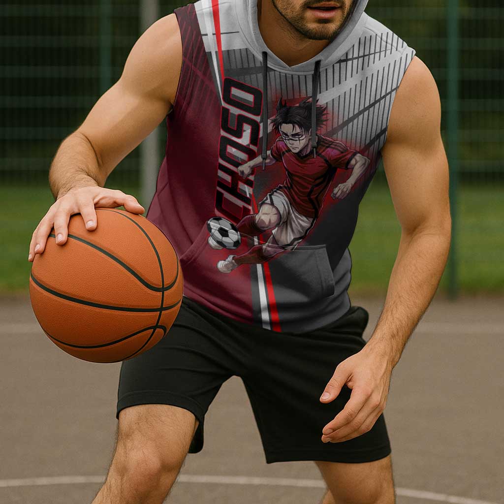 Personalized Choso Jujutsu Kaisen Sleeveless Hoodie with Red Gradient and Dynamic Kick Design