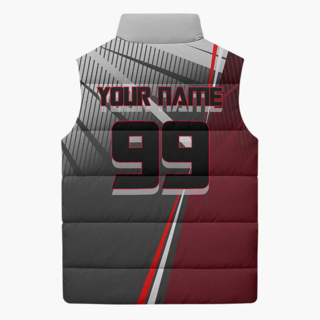 Personalized Choso Jujutsu Kaisen Sleeveless Puffer Jacket with Red Gradient and Dynamic Kick Design