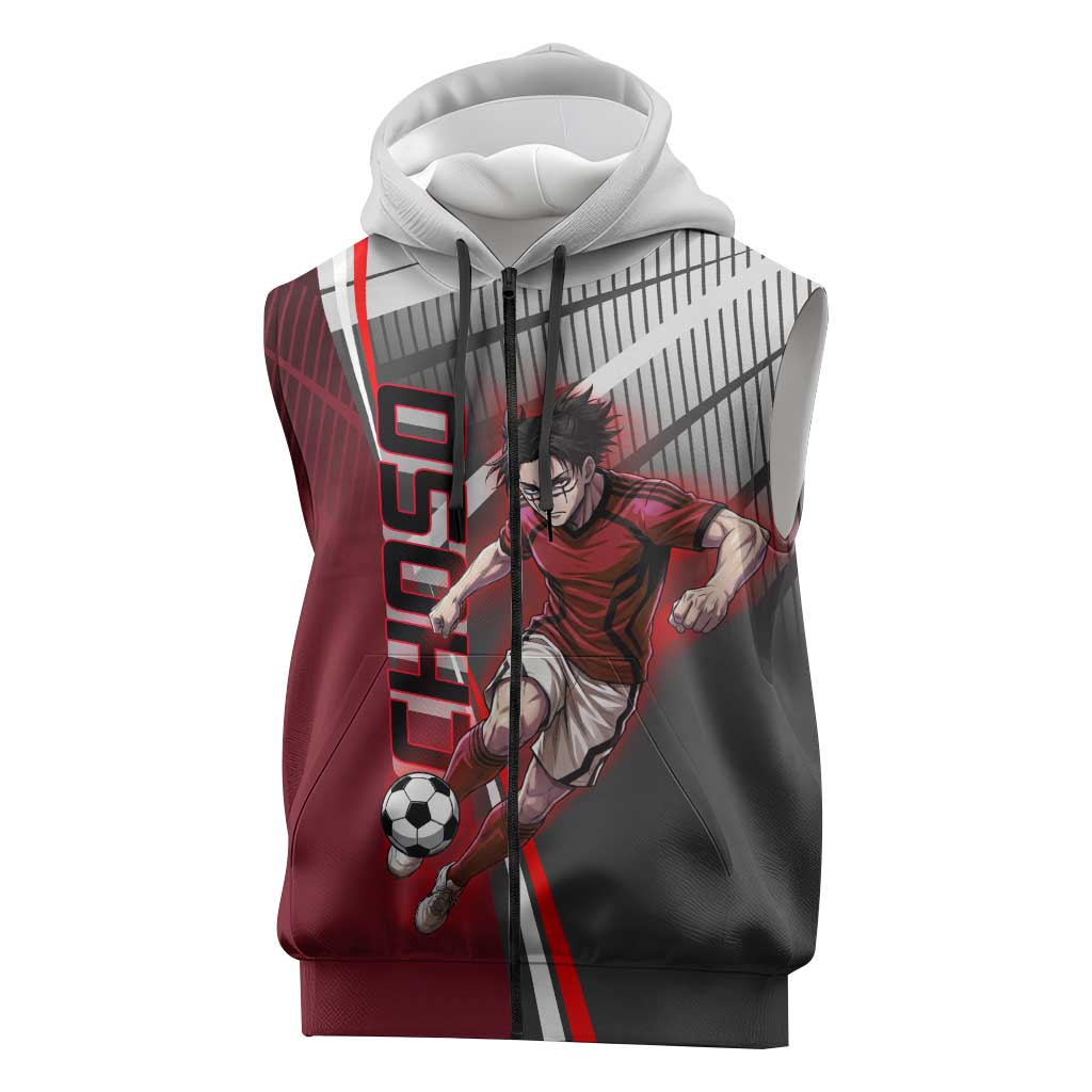 Personalized Choso Jujutsu Kaisen Sleeveless Zip Hoodie with Red Gradient and Dynamic Kick Design