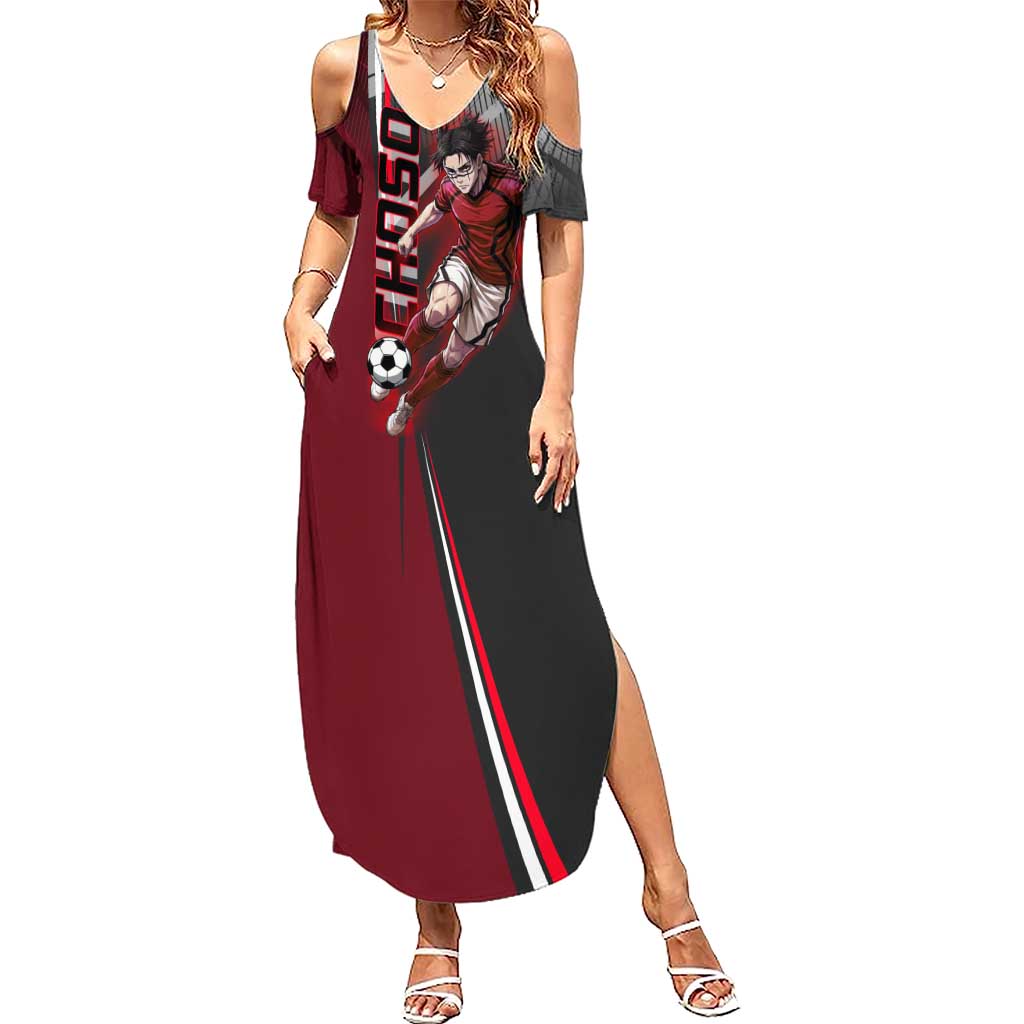 Personalized Choso Jujutsu Kaisen Summer Maxi Dress with Red Gradient and Dynamic Kick Design