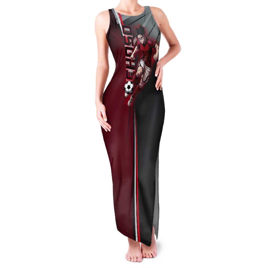 Personalized Choso Jujutsu Kaisen Tank Maxi Dress with Red Gradient and Dynamic Kick Design
