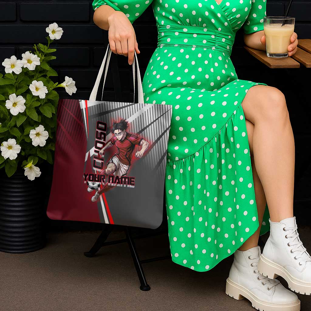 Personalized Choso Jujutsu Kaisen Tote Bag with Red Gradient and Dynamic Kick Design