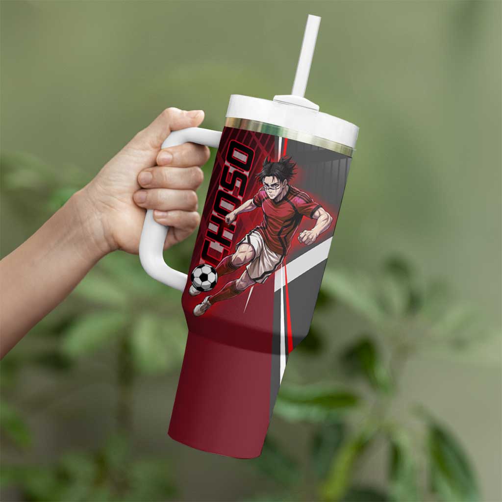 Personalized Choso Jujutsu Kaisen Tumbler With Handle with Red Gradient and Dynamic Kick Design