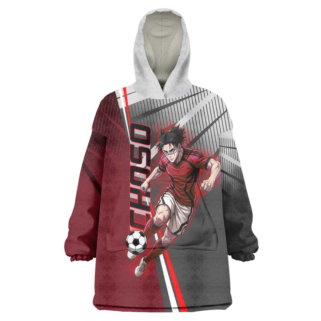 Personalized Choso Jujutsu Kaisen Wearable Blanket Hoodie with Red Gradient and Dynamic Kick Design