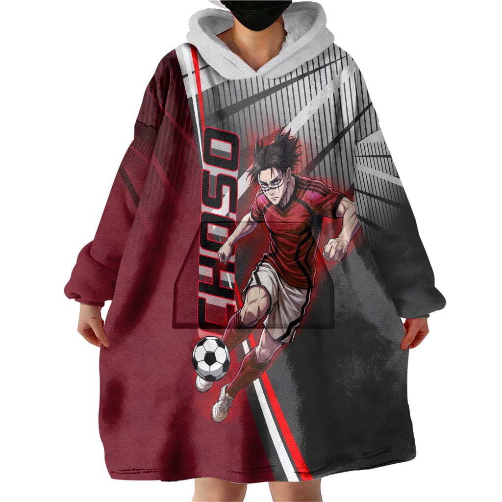 Personalized Choso Jujutsu Kaisen Wearable Blanket Hoodie with Red Gradient and Dynamic Kick Design