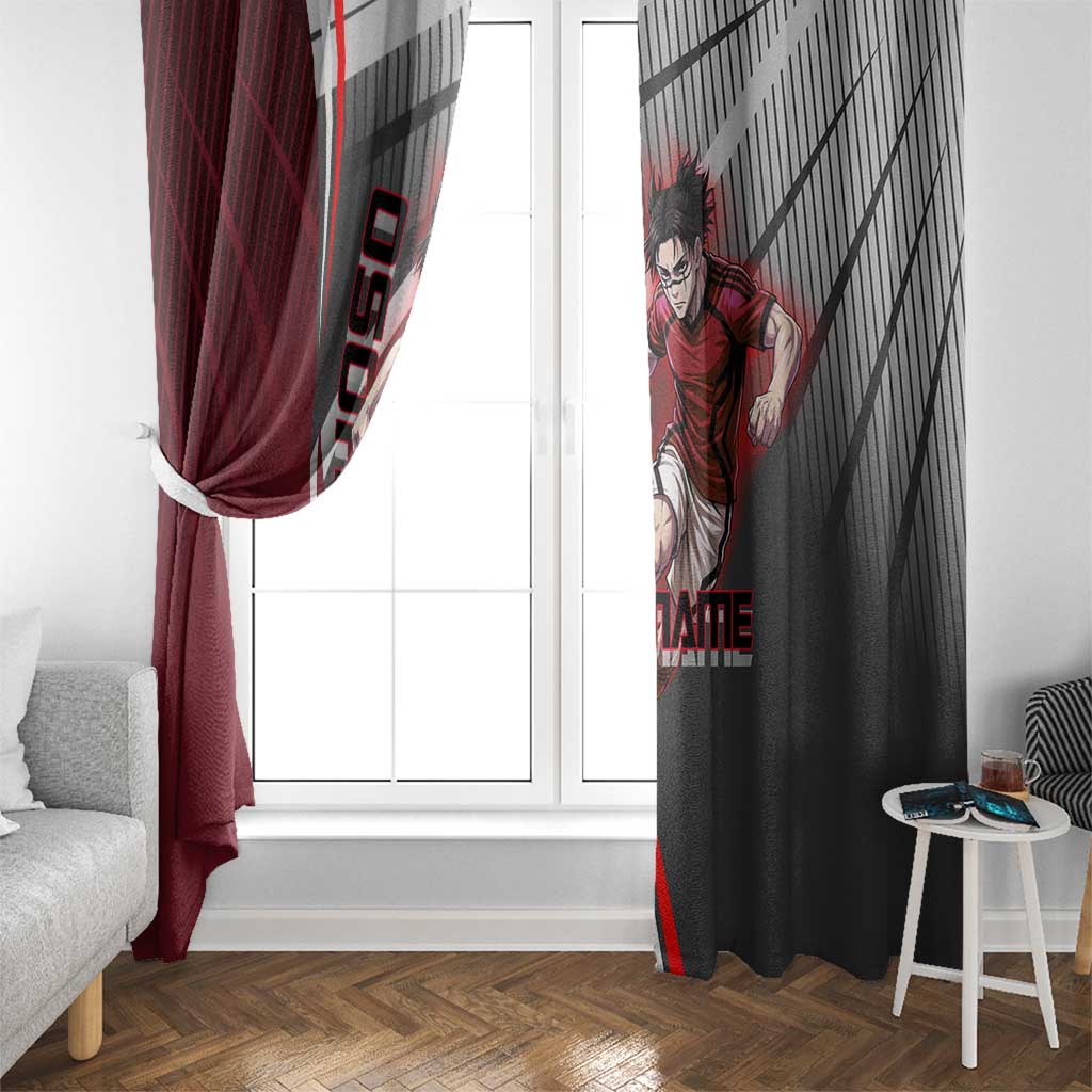 Personalized Choso Jujutsu Kaisen Window Curtain with Red Gradient and Dynamic Kick Design