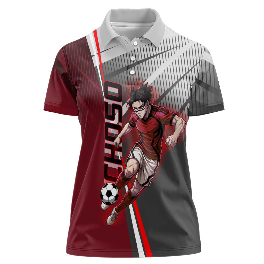 Personalized Choso Jujutsu Kaisen Women Polo Shirt with Red Gradient and Dynamic Kick Design