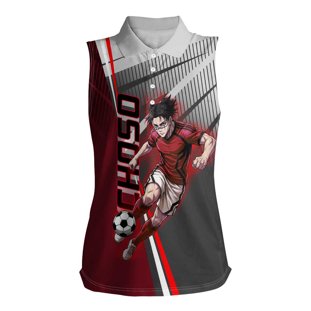 Personalized Choso Jujutsu Kaisen Women Sleeveless Polo Shirt with Red Gradient and Dynamic Kick Design