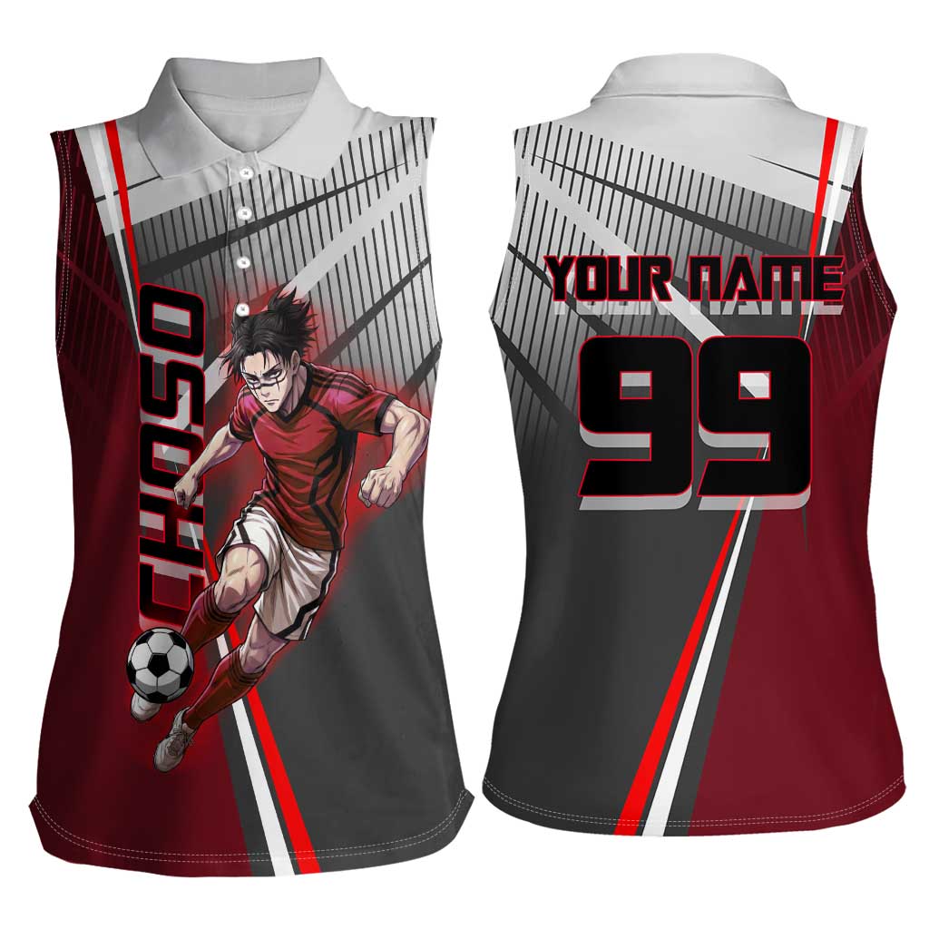 Personalized Choso Jujutsu Kaisen Women Sleeveless Polo Shirt with Red Gradient and Dynamic Kick Design