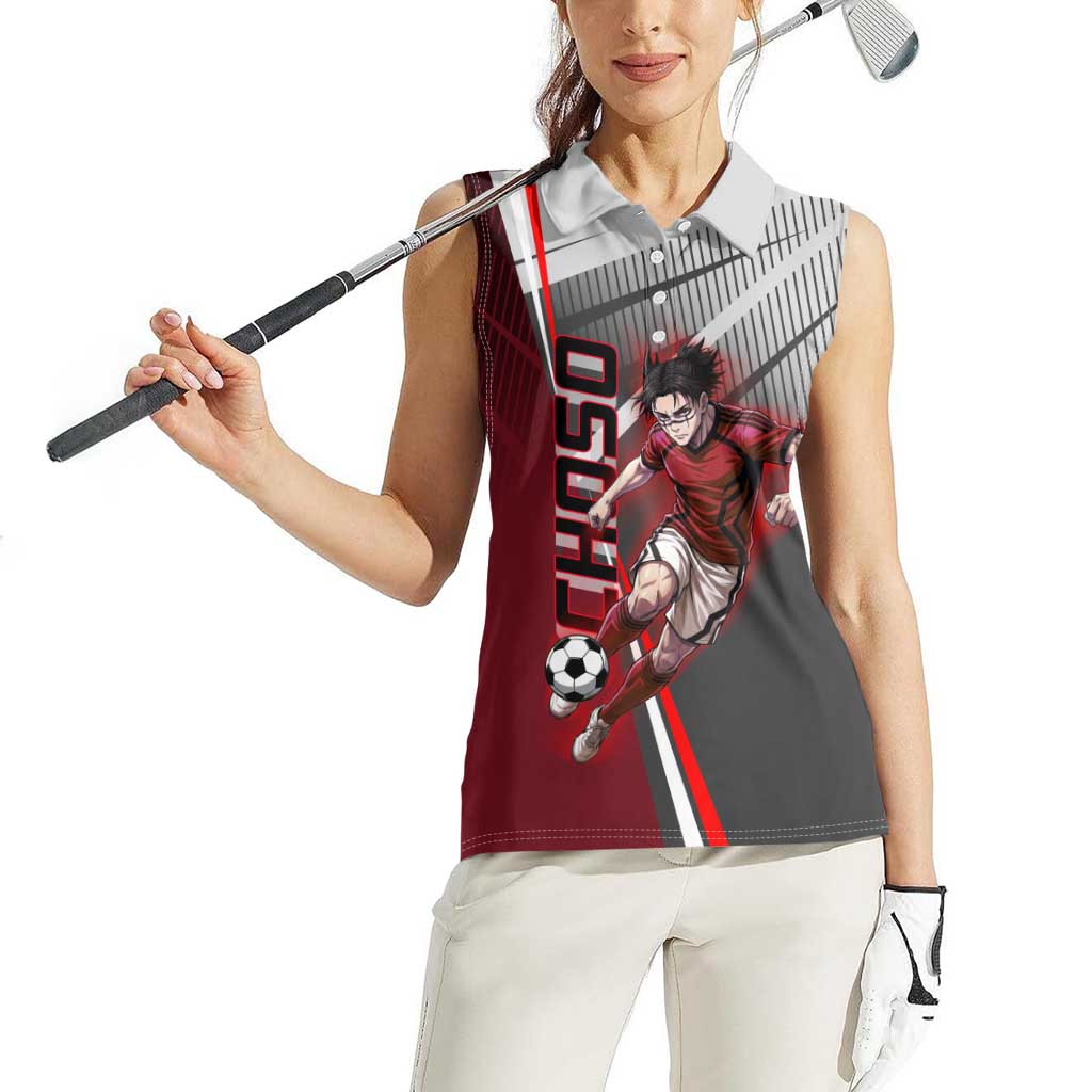 Personalized Choso Jujutsu Kaisen Women Sleeveless Polo Shirt with Red Gradient and Dynamic Kick Design