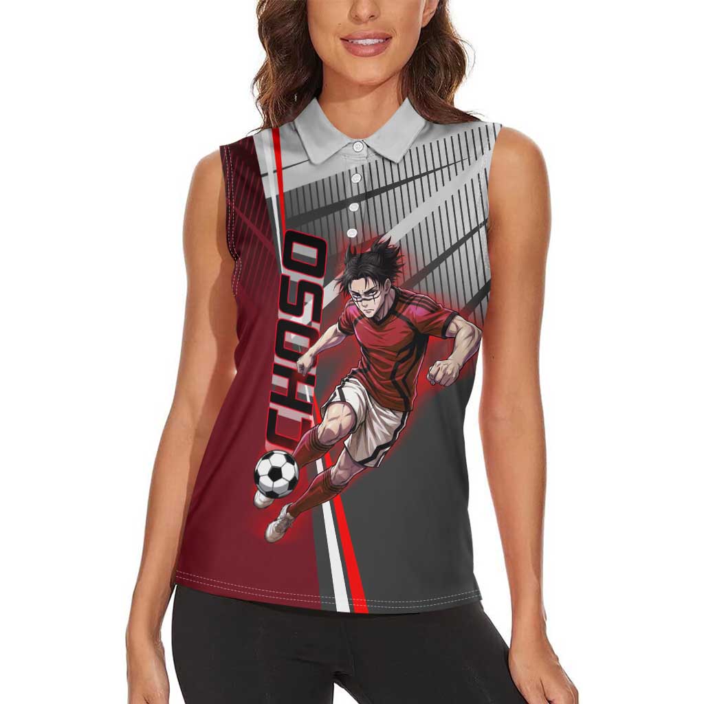 Personalized Choso Jujutsu Kaisen Women Sleeveless Polo Shirt with Red Gradient and Dynamic Kick Design