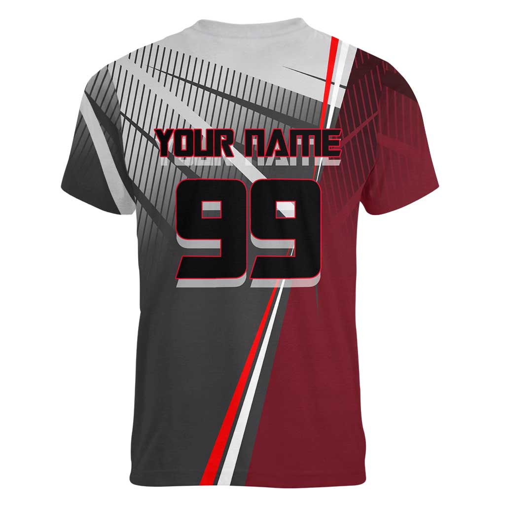 Personalized Choso Jujutsu Kaisen Women V-Neck T-Shirt with Red Gradient and Dynamic Kick Design