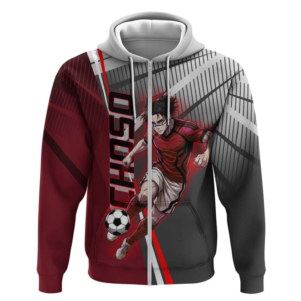 Personalized Choso Jujutsu Kaisen Zip Hoodie with Red Gradient and Dynamic Kick Design