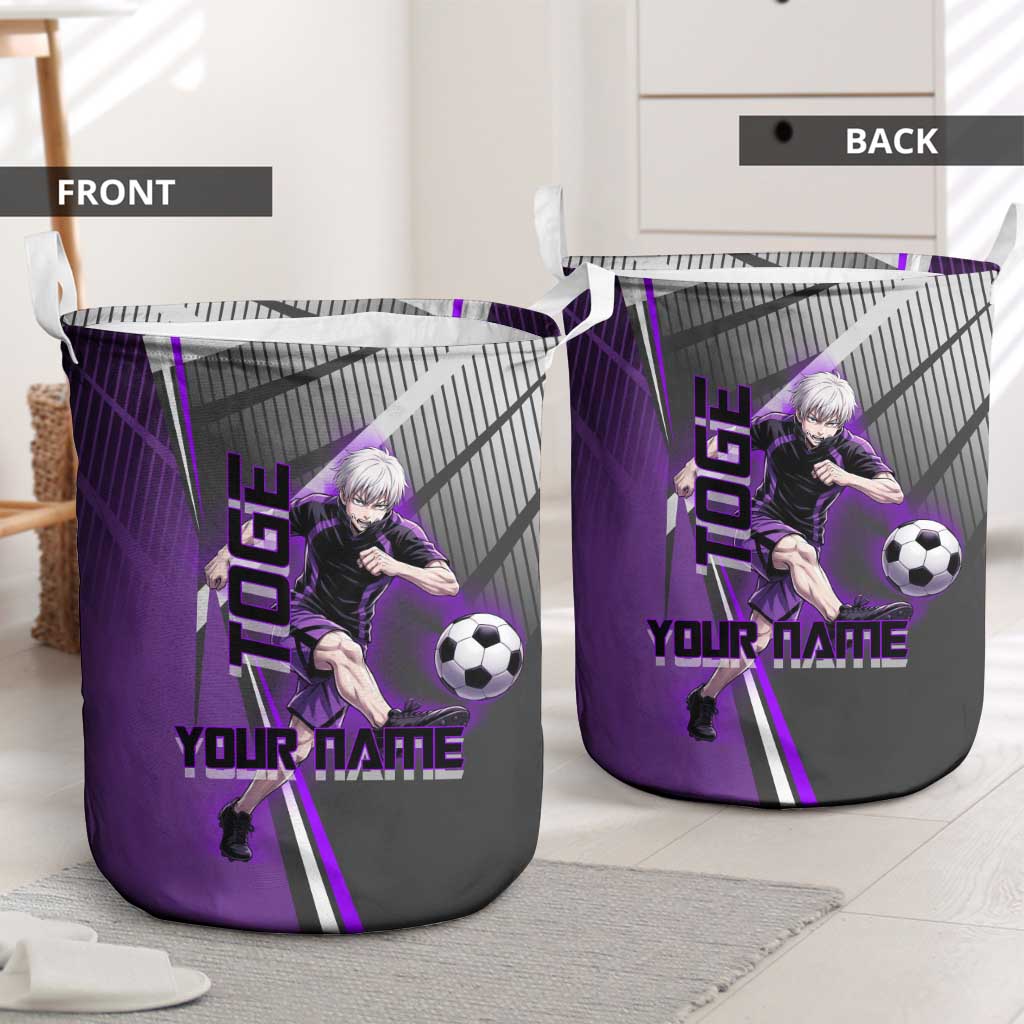 Personalized Toge Inumaki Jujutsu Kaisen Laundry Basket with Purple Gradient and Action Kick Design
