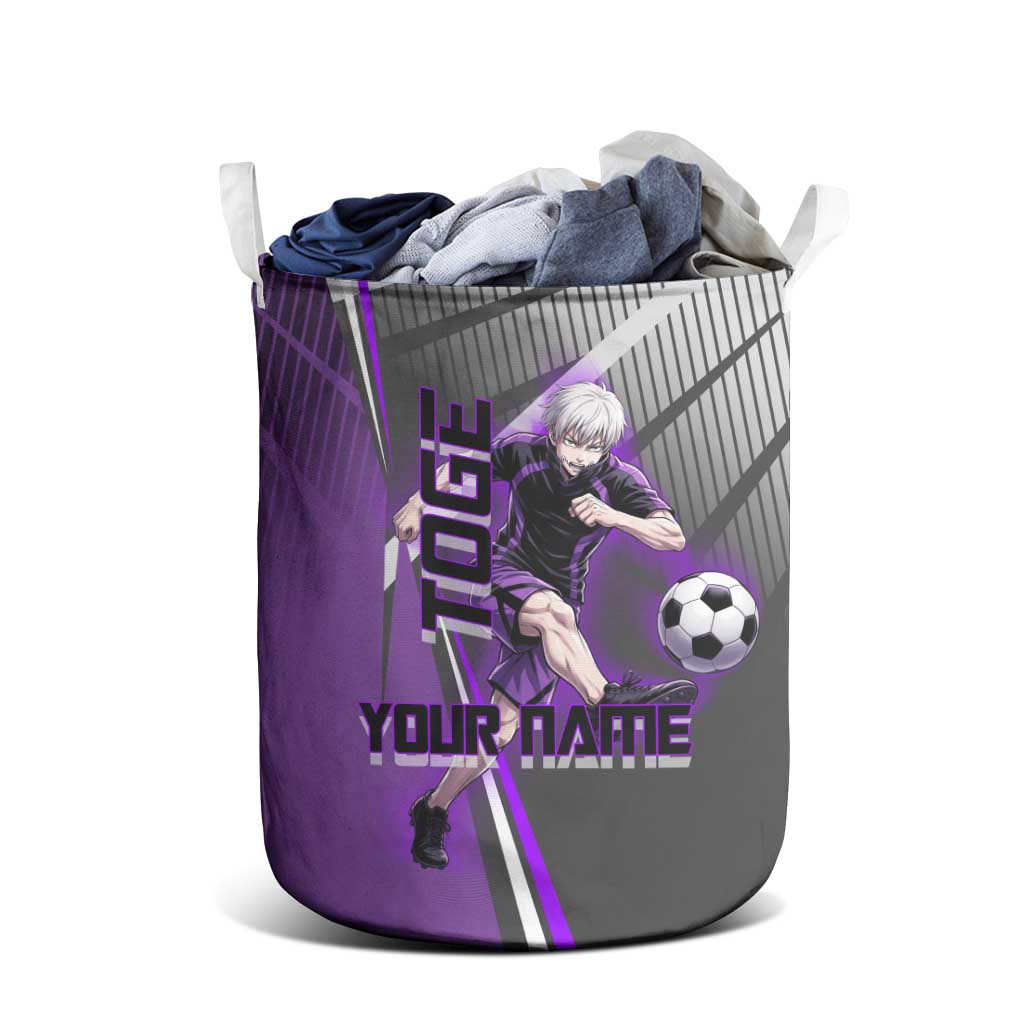 Personalized Toge Inumaki Jujutsu Kaisen Laundry Basket with Purple Gradient and Action Kick Design