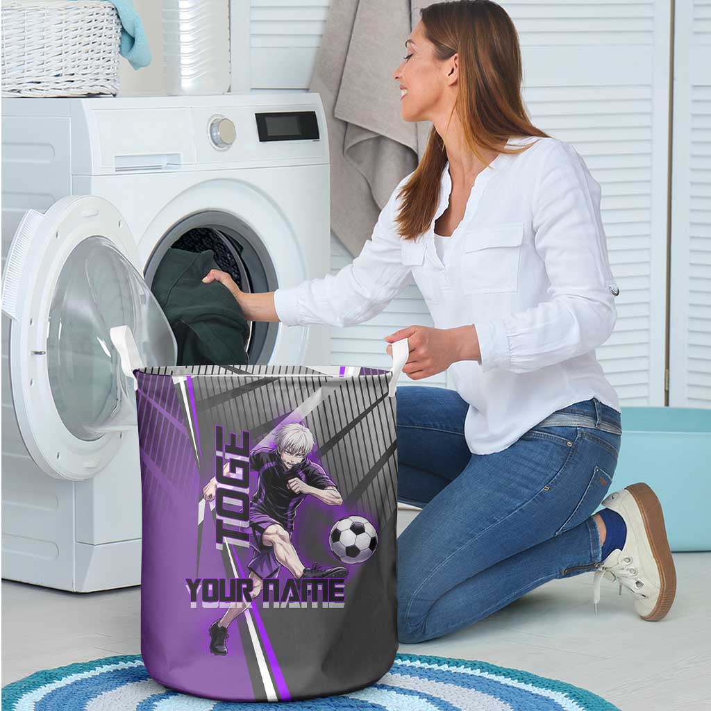 Personalized Toge Inumaki Jujutsu Kaisen Laundry Basket with Purple Gradient and Action Kick Design