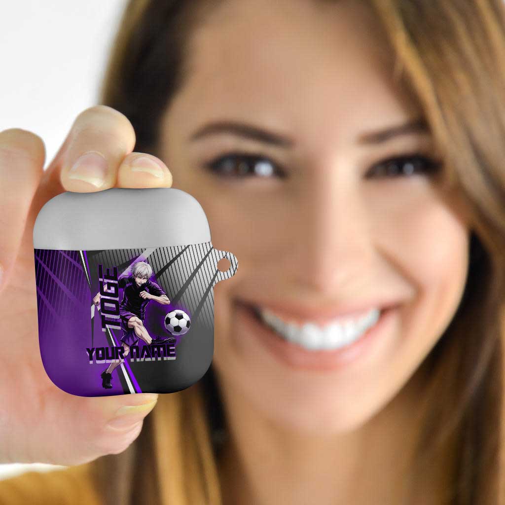 Personalized Toge Inumaki Jujutsu Kaisen AirPods Case with Purple Gradient and Action Kick Design