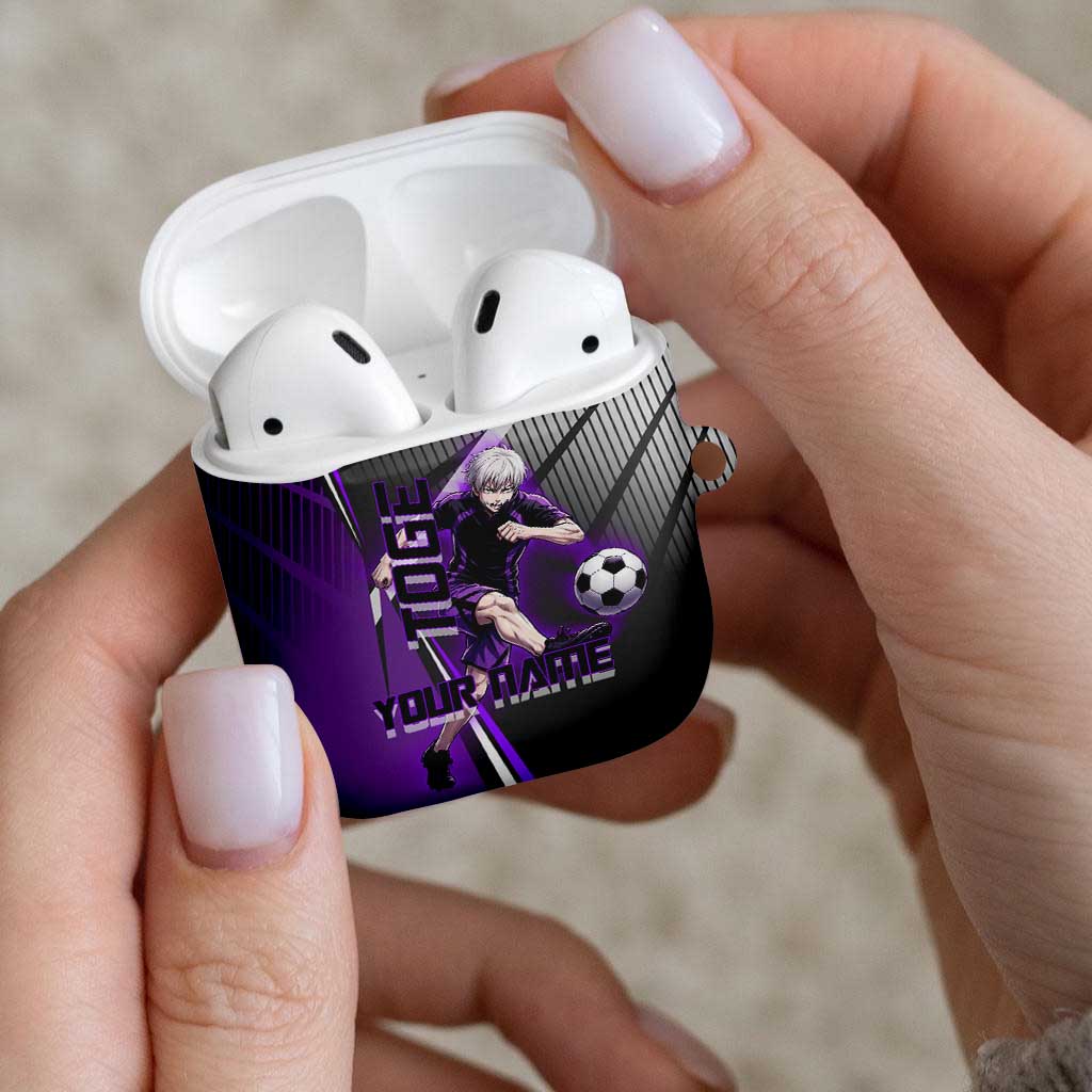 Personalized Toge Inumaki Jujutsu Kaisen AirPods Case with Purple Gradient and Action Kick Design