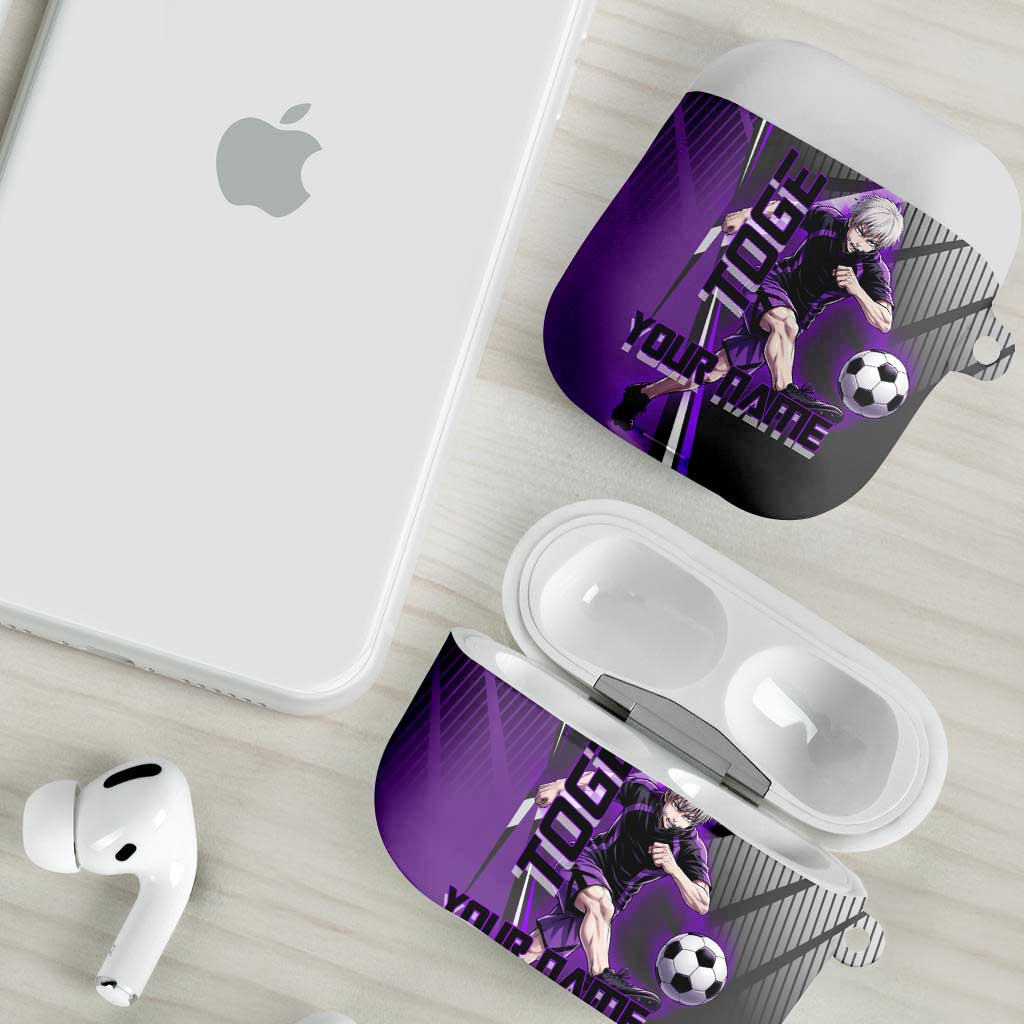 Personalized Toge Inumaki Jujutsu Kaisen AirPods Case with Purple Gradient and Action Kick Design