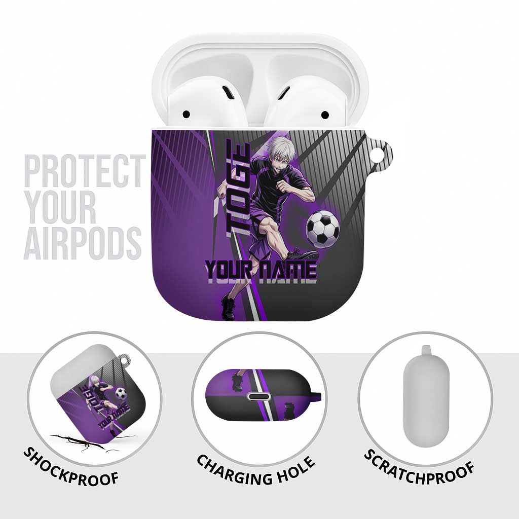 Personalized Toge Inumaki Jujutsu Kaisen AirPods Case with Purple Gradient and Action Kick Design