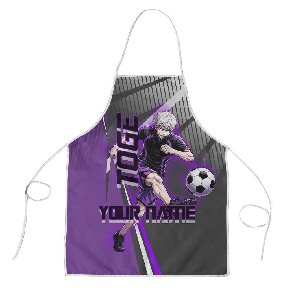 Personalized Toge Inumaki Jujutsu Kaisen Apron with Purple Gradient and Action Kick Design