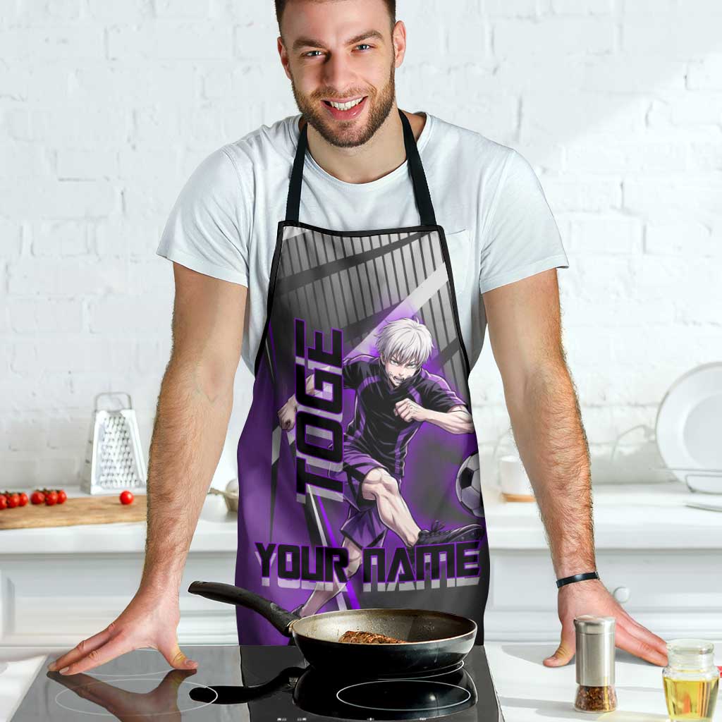 Personalized Toge Inumaki Jujutsu Kaisen Apron with Purple Gradient and Action Kick Design