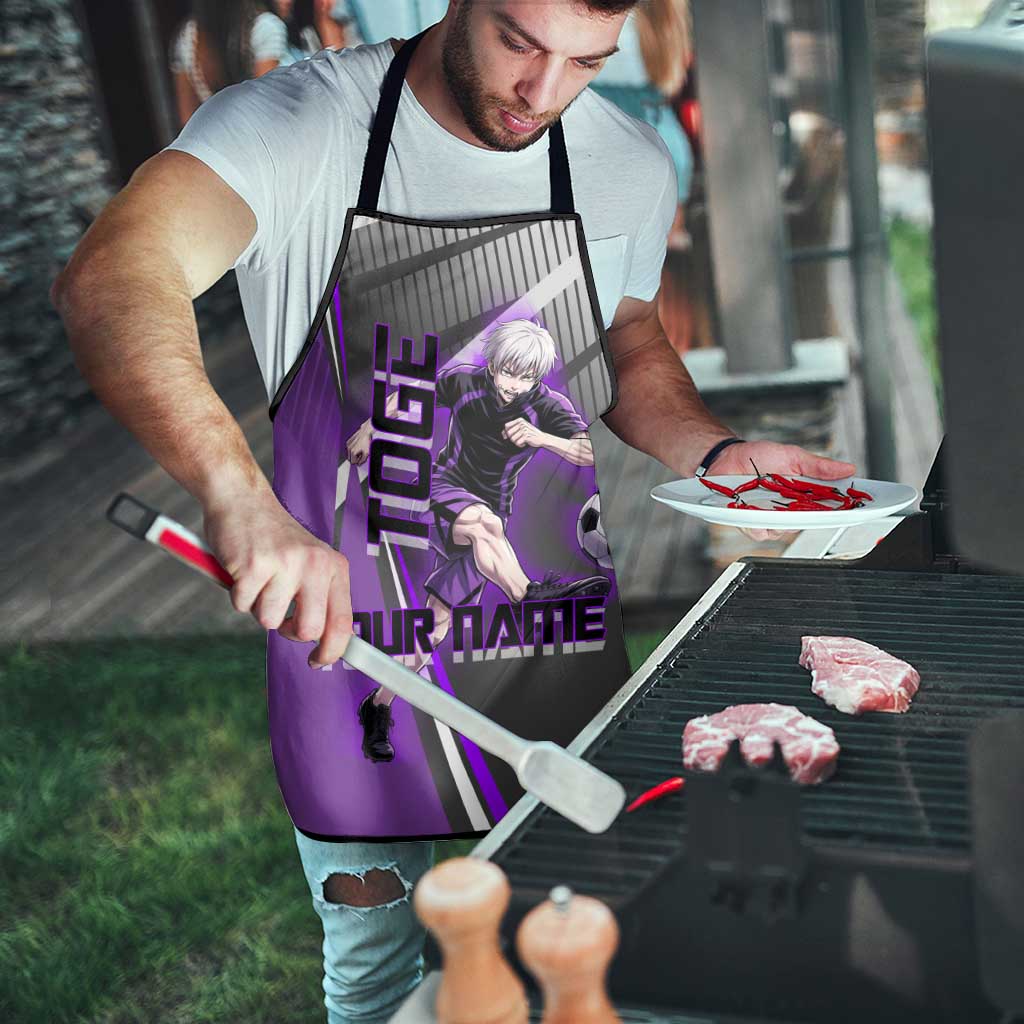 Personalized Toge Inumaki Jujutsu Kaisen Apron with Purple Gradient and Action Kick Design