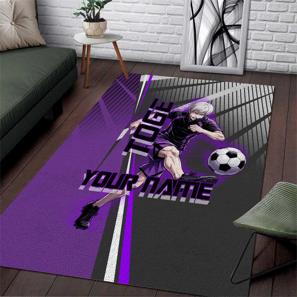 Personalized Toge Inumaki Jujutsu Kaisen Area Rug with Purple Gradient and Action Kick Design