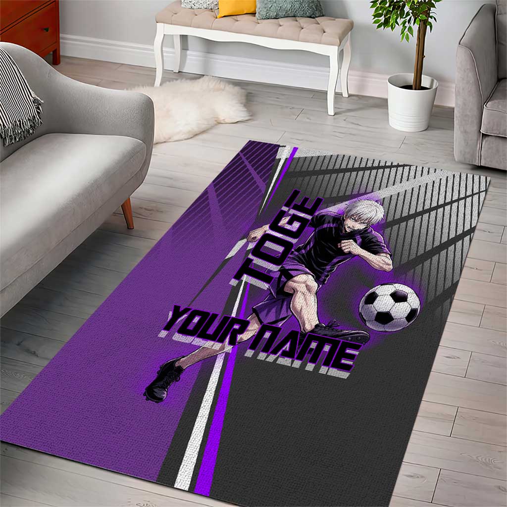 Personalized Toge Inumaki Jujutsu Kaisen Area Rug with Purple Gradient and Action Kick Design