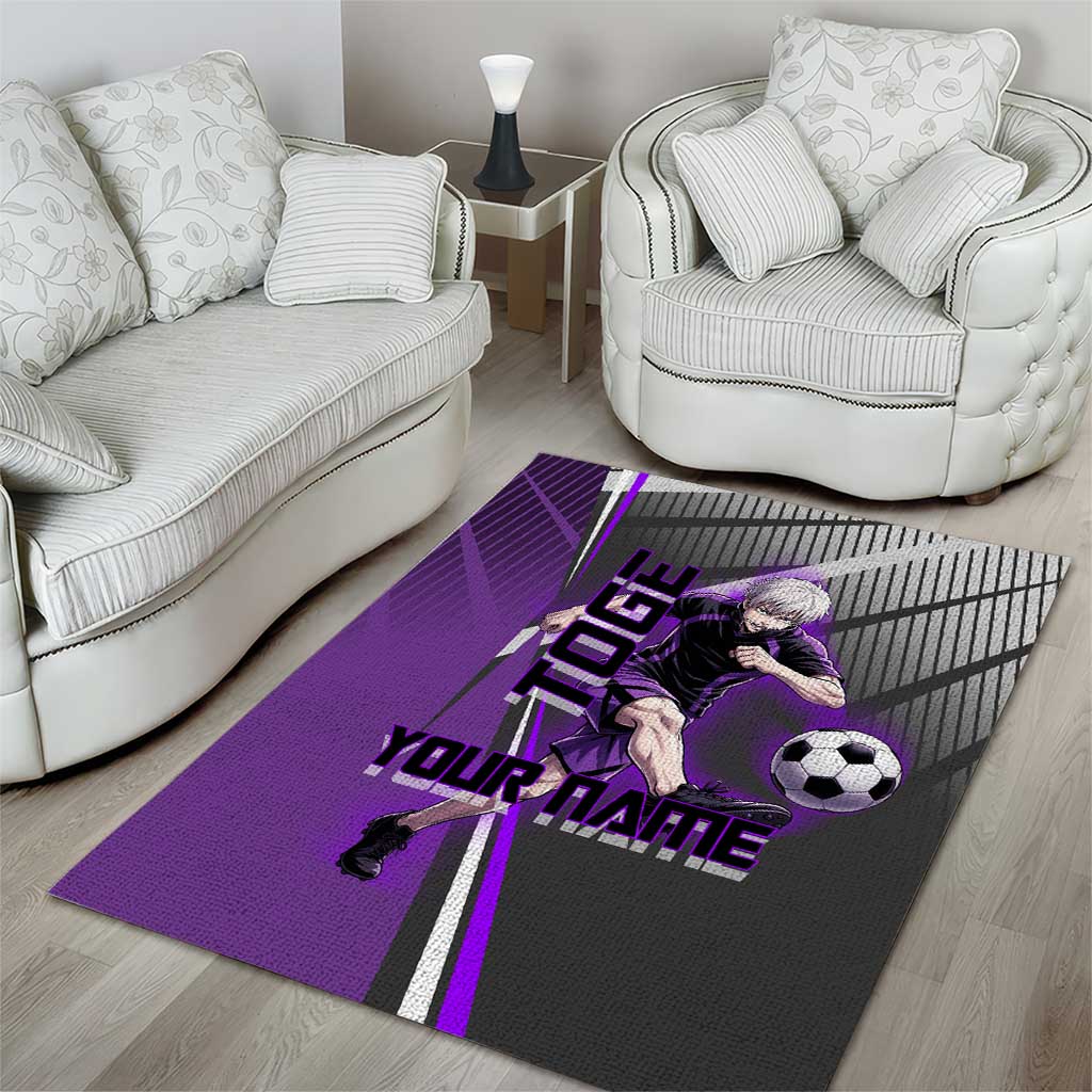 Personalized Toge Inumaki Jujutsu Kaisen Area Rug with Purple Gradient and Action Kick Design