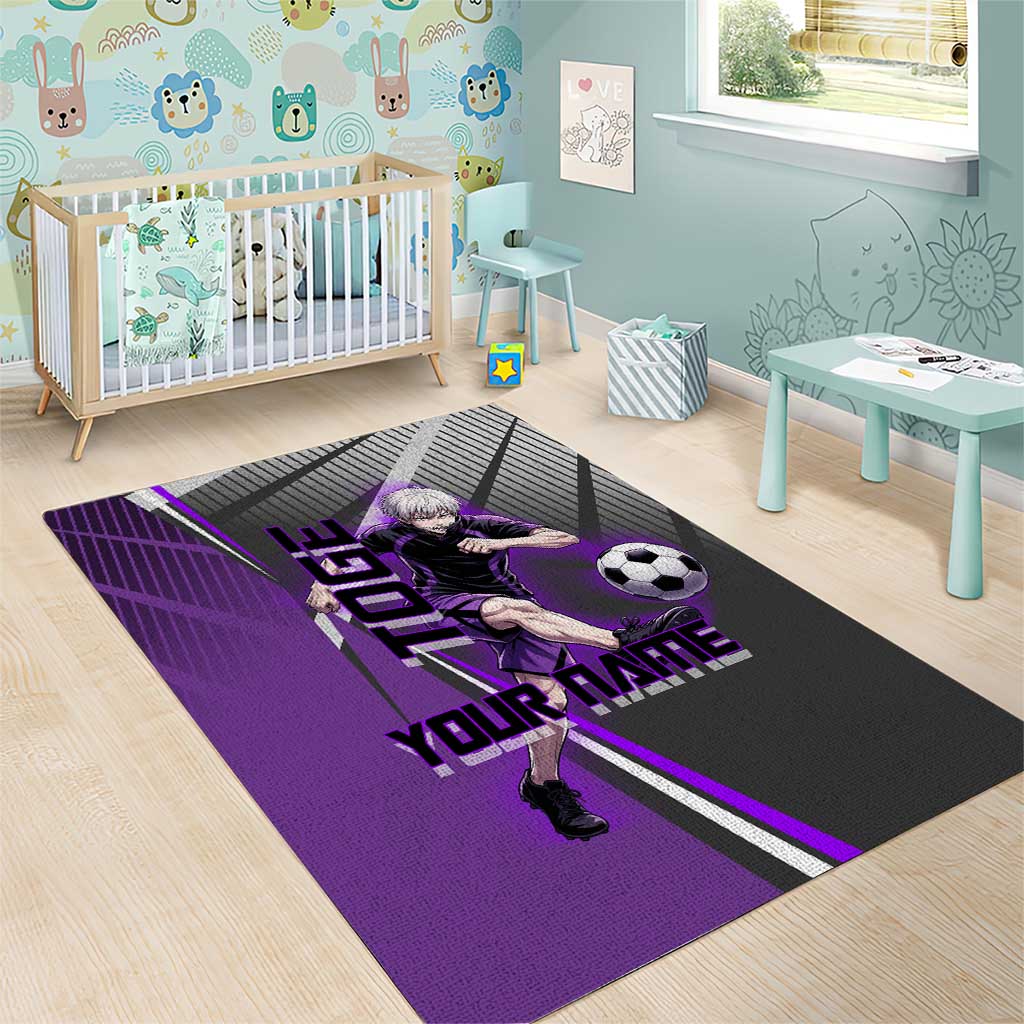 Personalized Toge Inumaki Jujutsu Kaisen Area Rug with Purple Gradient and Action Kick Design