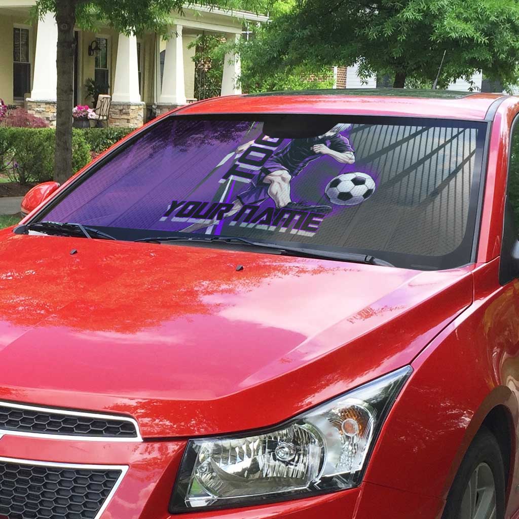 Personalized Toge Inumaki Jujutsu Kaisen Auto Sun Shade with Purple Gradient and Action Kick Design