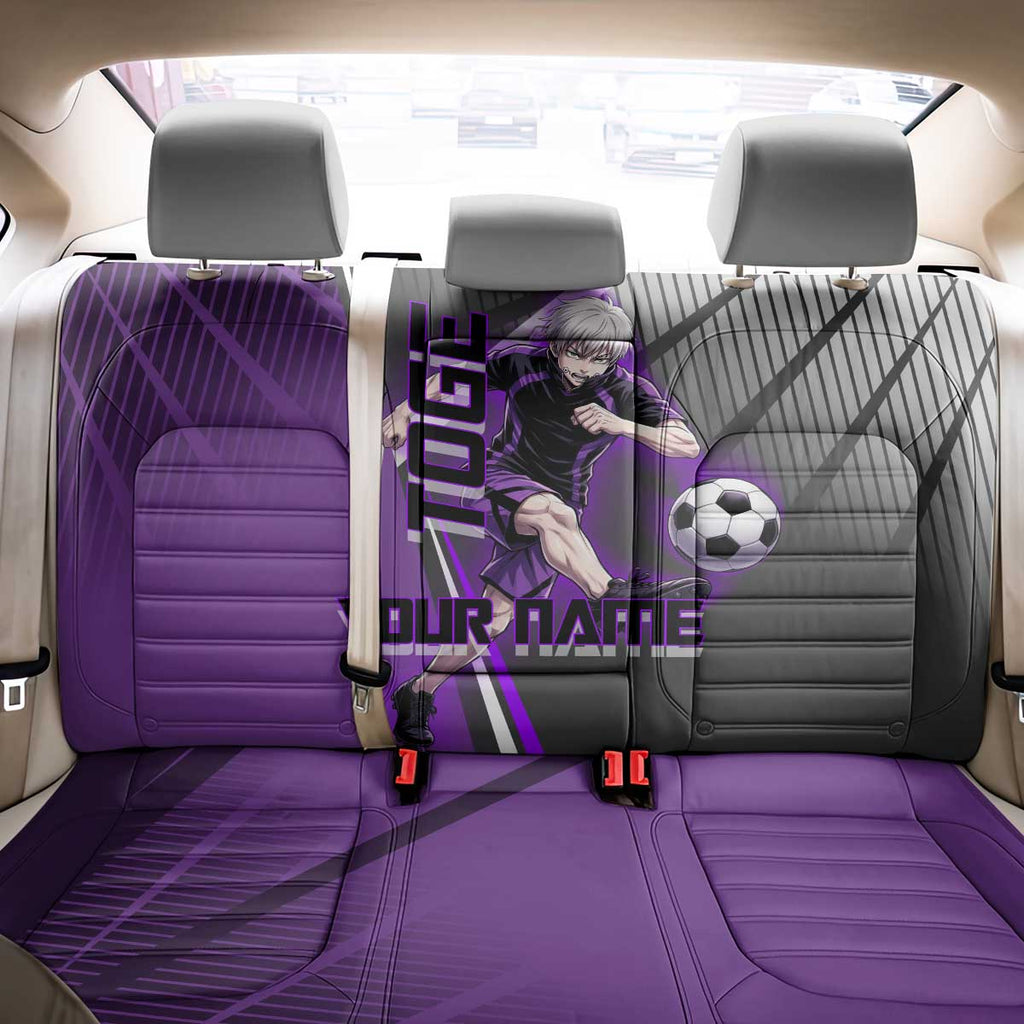 Personalized Toge Inumaki Jujutsu Kaisen Back Car Seat Cover with Purple Gradient and Action Kick Design