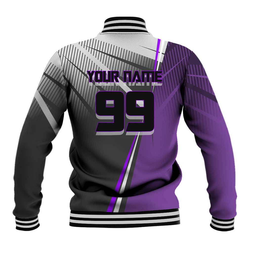 Personalized Toge Inumaki Jujutsu Kaisen Baseball Jacket with Purple Gradient and Action Kick Design