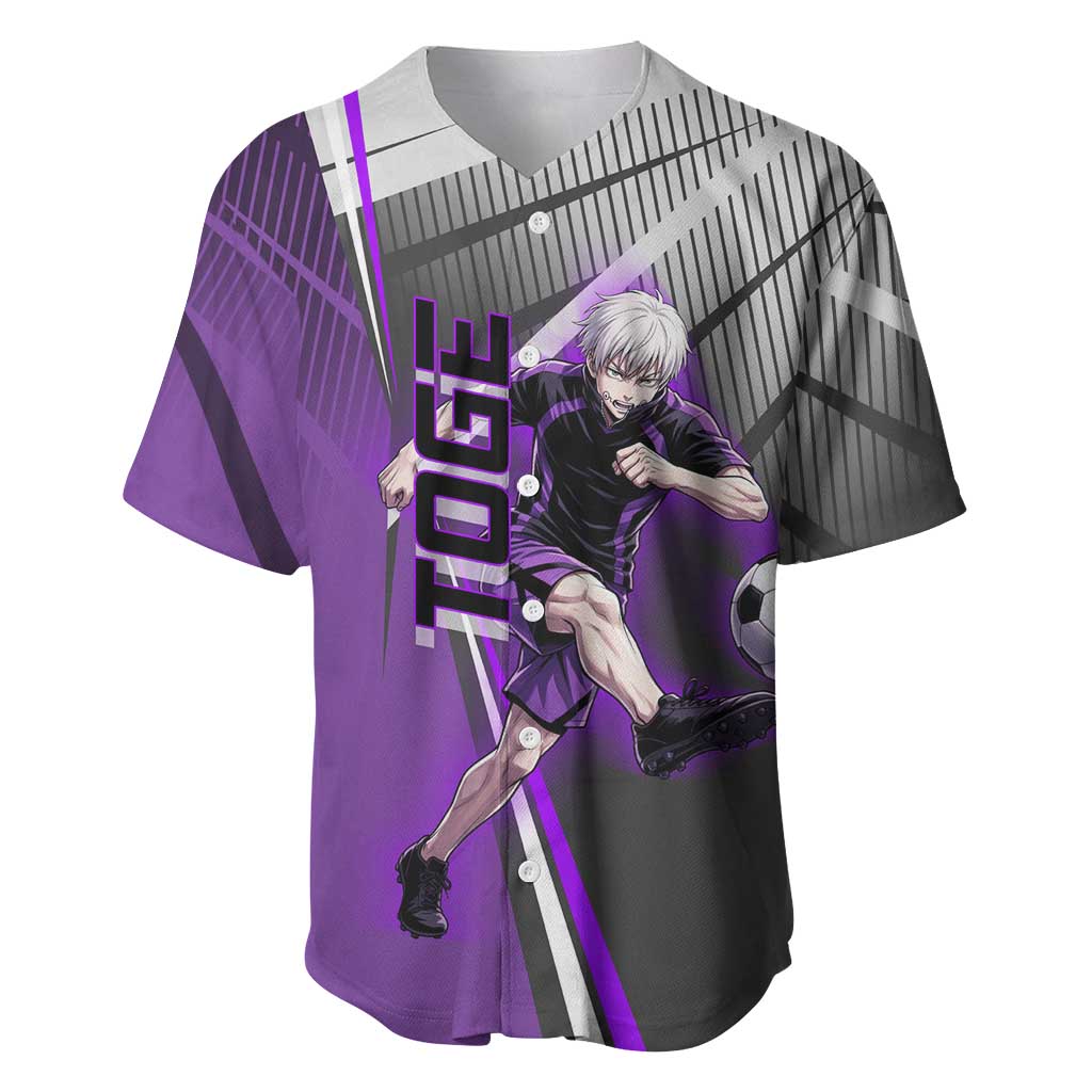 Personalized Toge Inumaki Jujutsu Kaisen Baseball Jersey with Purple Gradient and Action Kick Design