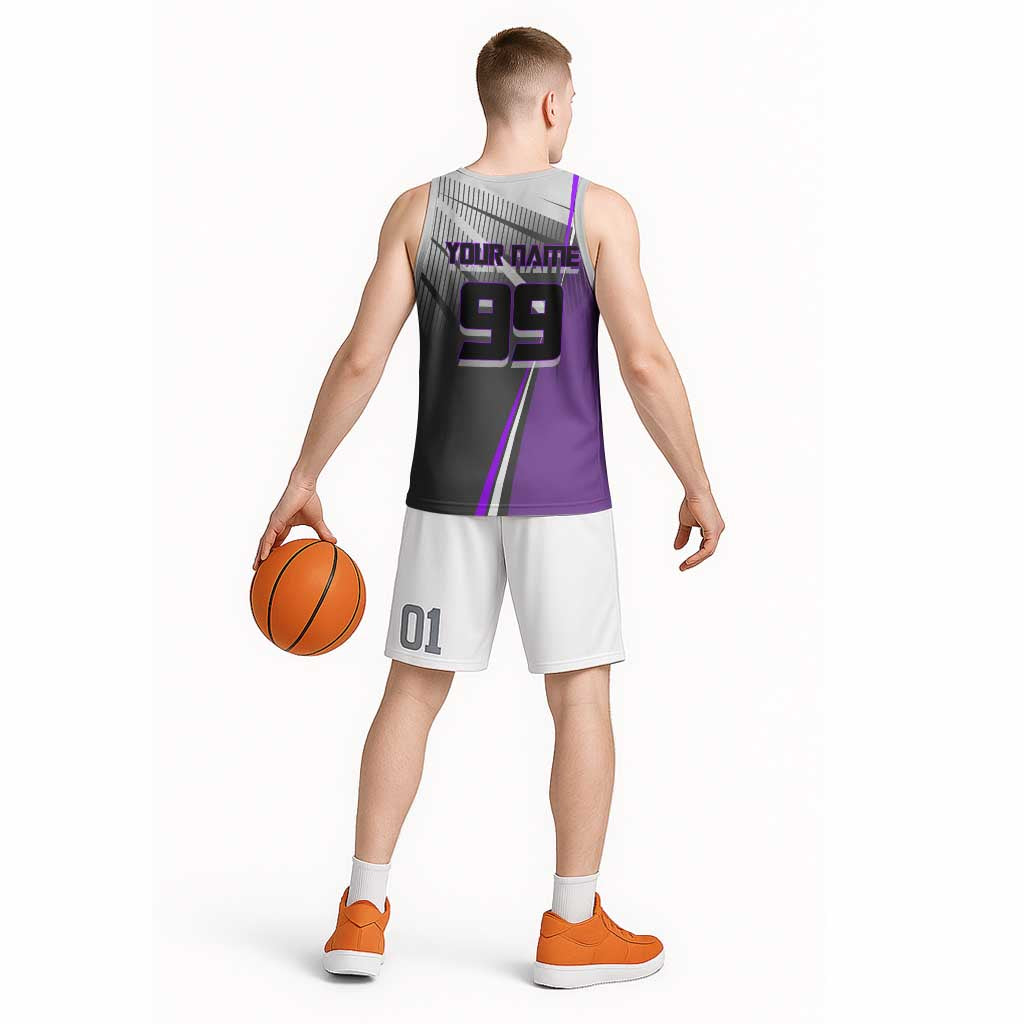 Personalized Toge Inumaki Jujutsu Kaisen Basketball Jersey with Purple Gradient and Action Kick Design