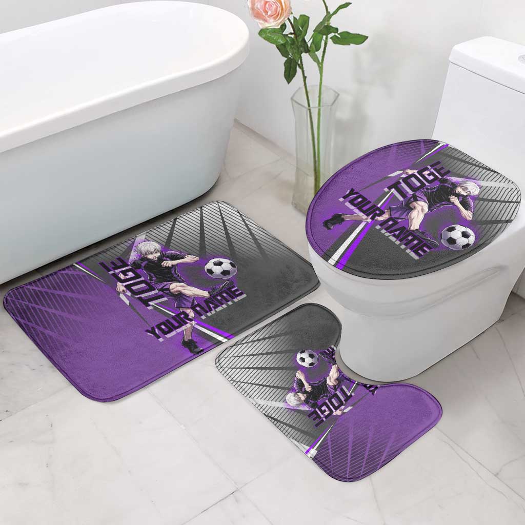 Personalized Toge Inumaki Jujutsu Kaisen Bathroom Set with Purple Gradient and Action Kick Design