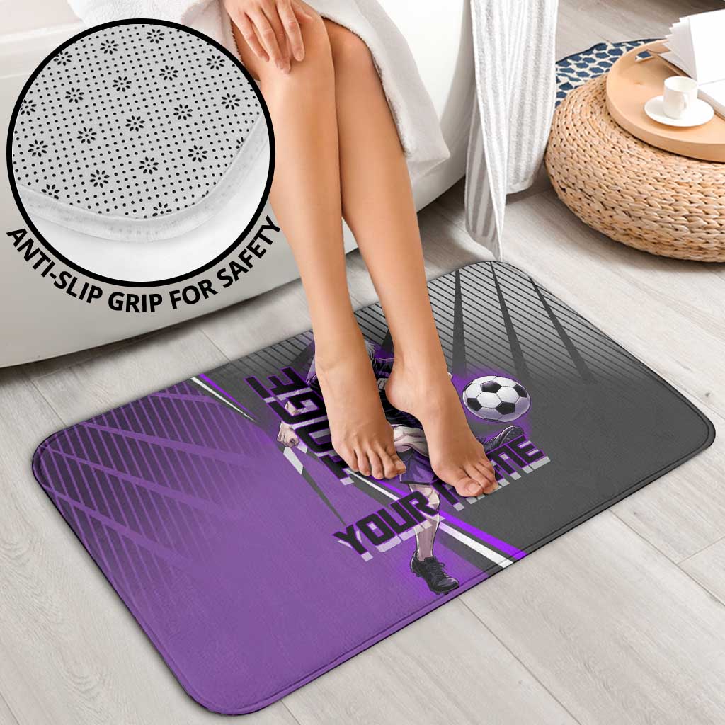 Personalized Toge Inumaki Jujutsu Kaisen Bathroom Set with Purple Gradient and Action Kick Design