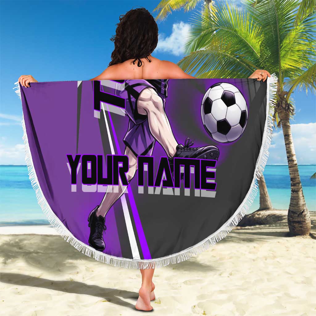 Personalized Toge Inumaki Jujutsu Kaisen Beach Blanket with Purple Gradient and Action Kick Design