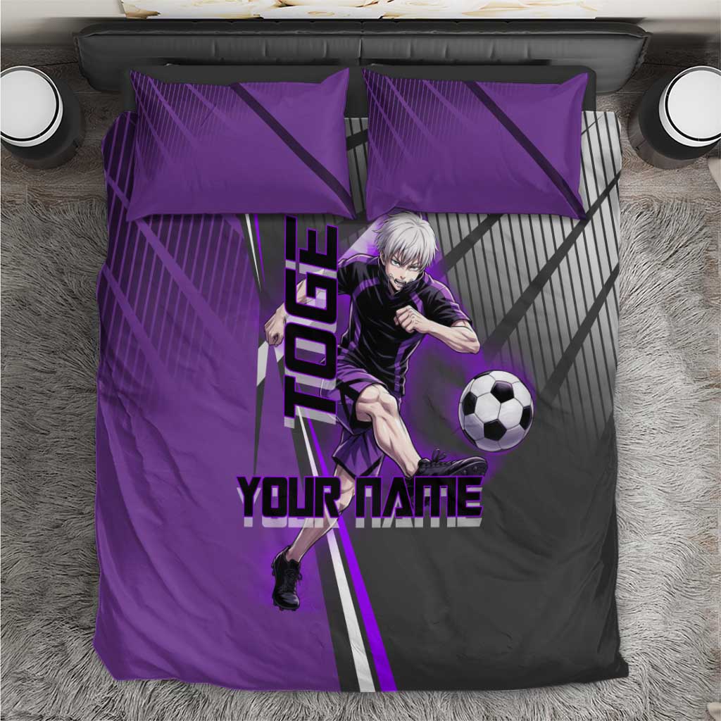 Personalized Toge Inumaki Jujutsu Kaisen Bedding Set with Purple Gradient and Action Kick Design