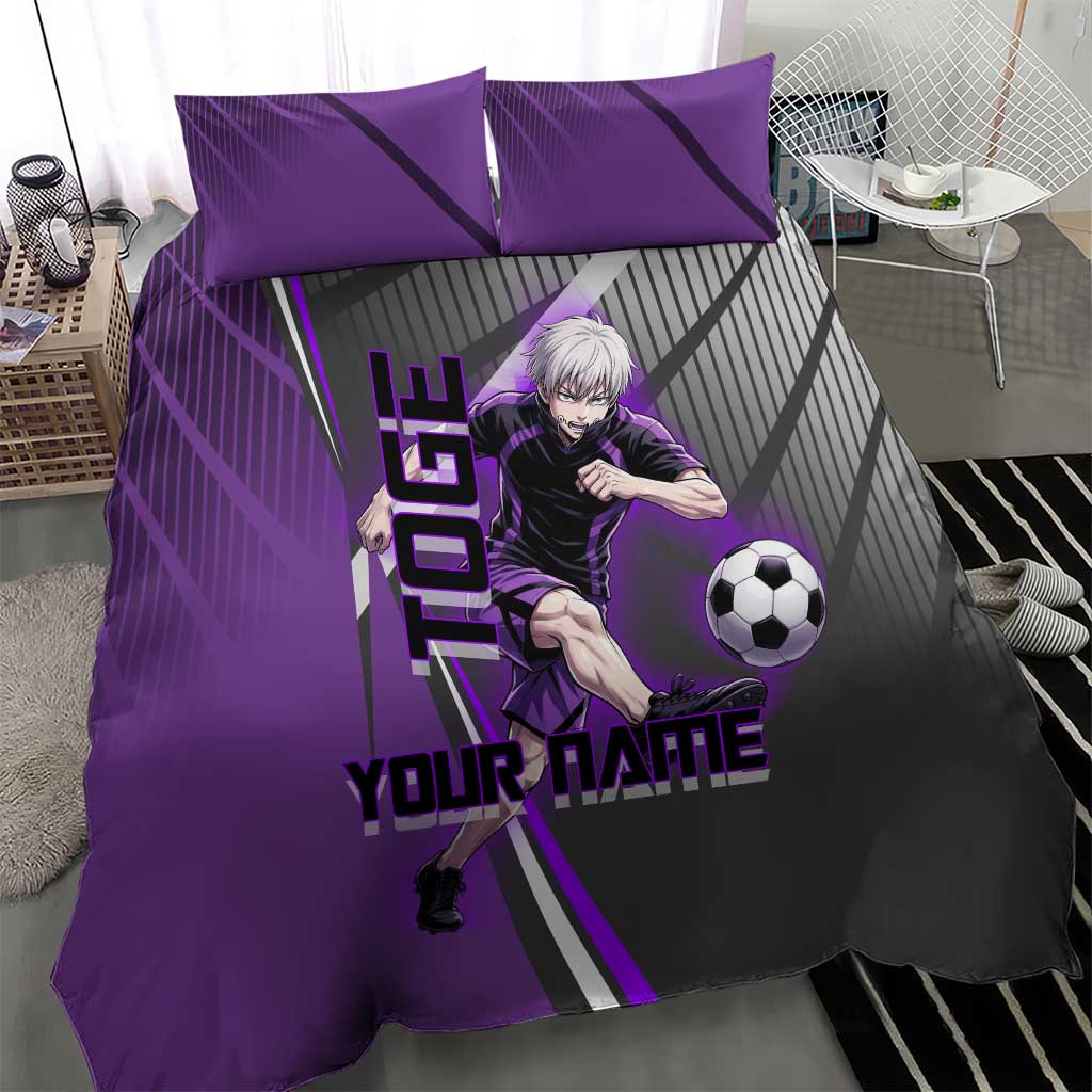 Personalized Toge Inumaki Jujutsu Kaisen Bedding Set with Purple Gradient and Action Kick Design